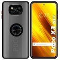 Funda Mate con Borde Negro y Anillo Giratorio 360 para Xiaomi POCO X3 NFC / X3 PRO