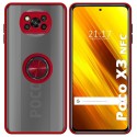 Funda Mate con Borde Rojo y Anillo Giratorio 360 para Xiaomi POCO X3 NFC / X3 PRO
