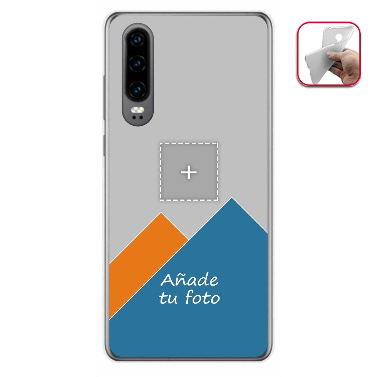 Personaliza tu Funda Gel Silicona Transparente con tu Fotografia para Huawei P30 Dibujo Personalizada