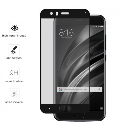 Protector Cristal Templado Frontal Completo Negro  para Xiaomi Mi6 Vidrio