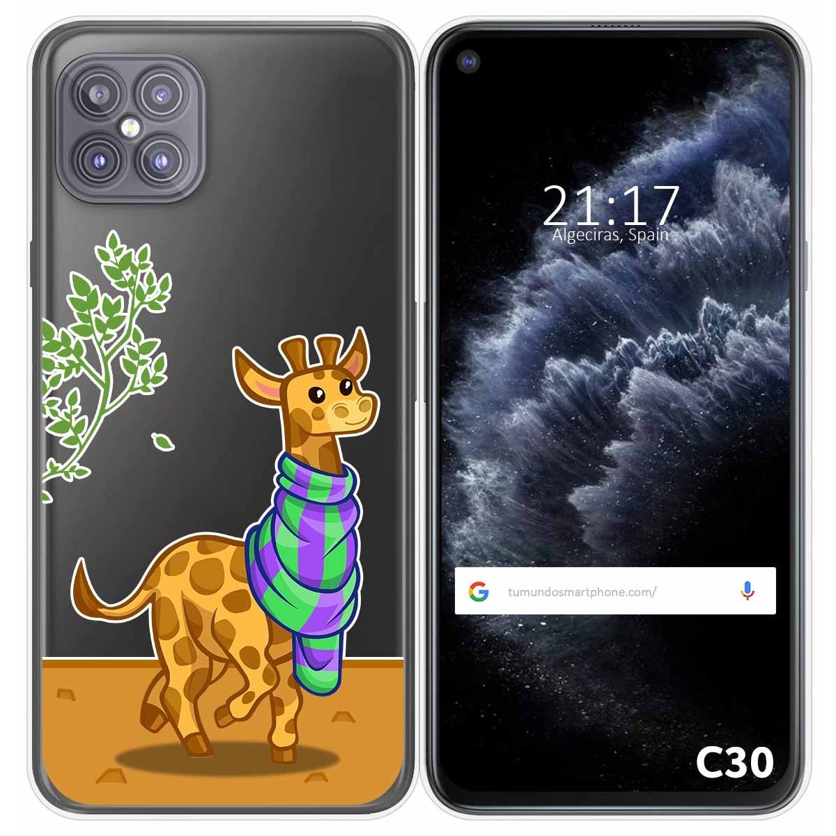 Funda Gel Transparente para Cubot C30 diseño Jirafa Dibujos