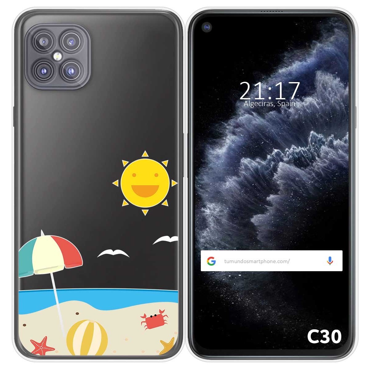 Funda Gel Transparente para Cubot C30 diseño Playa Dibujos