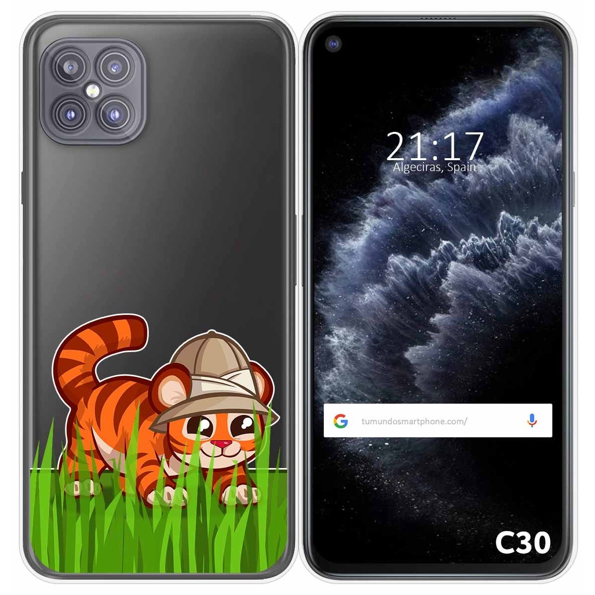 Funda Gel Transparente para Cubot C30 diseño Tigre Dibujos