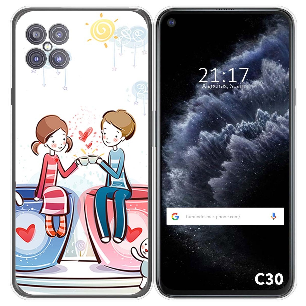 Funda Gel Tpu para Cubot C30 diseño Café Dibujos