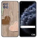 Funda Gel Tpu para Cubot C30 diseño Corazones Madera Dibujos