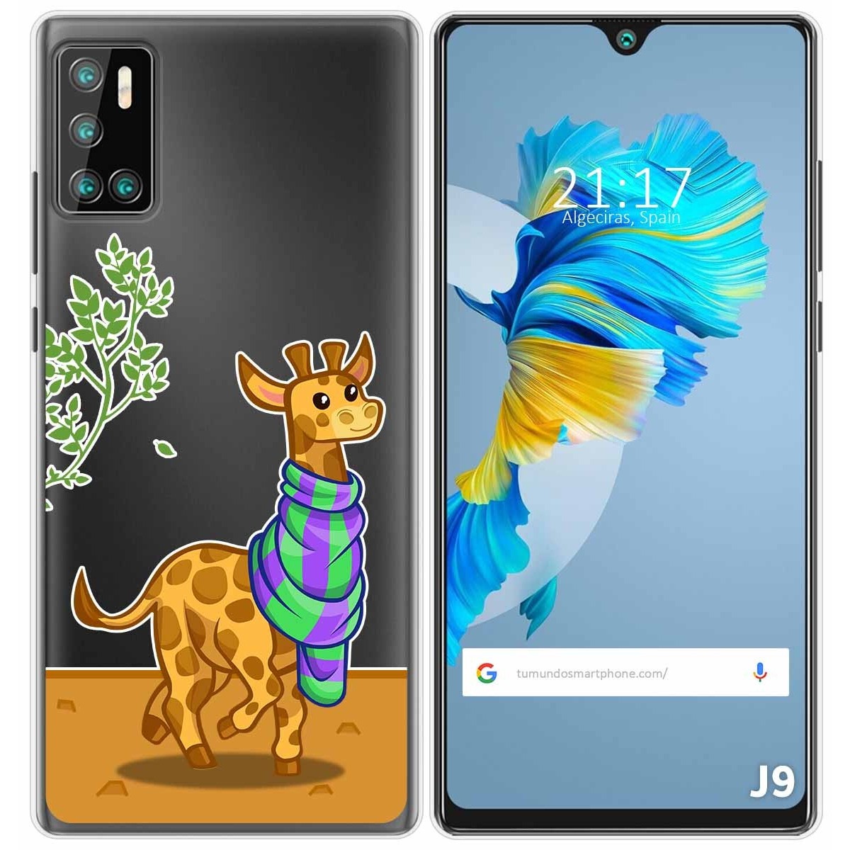 Funda Gel Transparente para Cubot J9 diseño Jirafa Dibujos