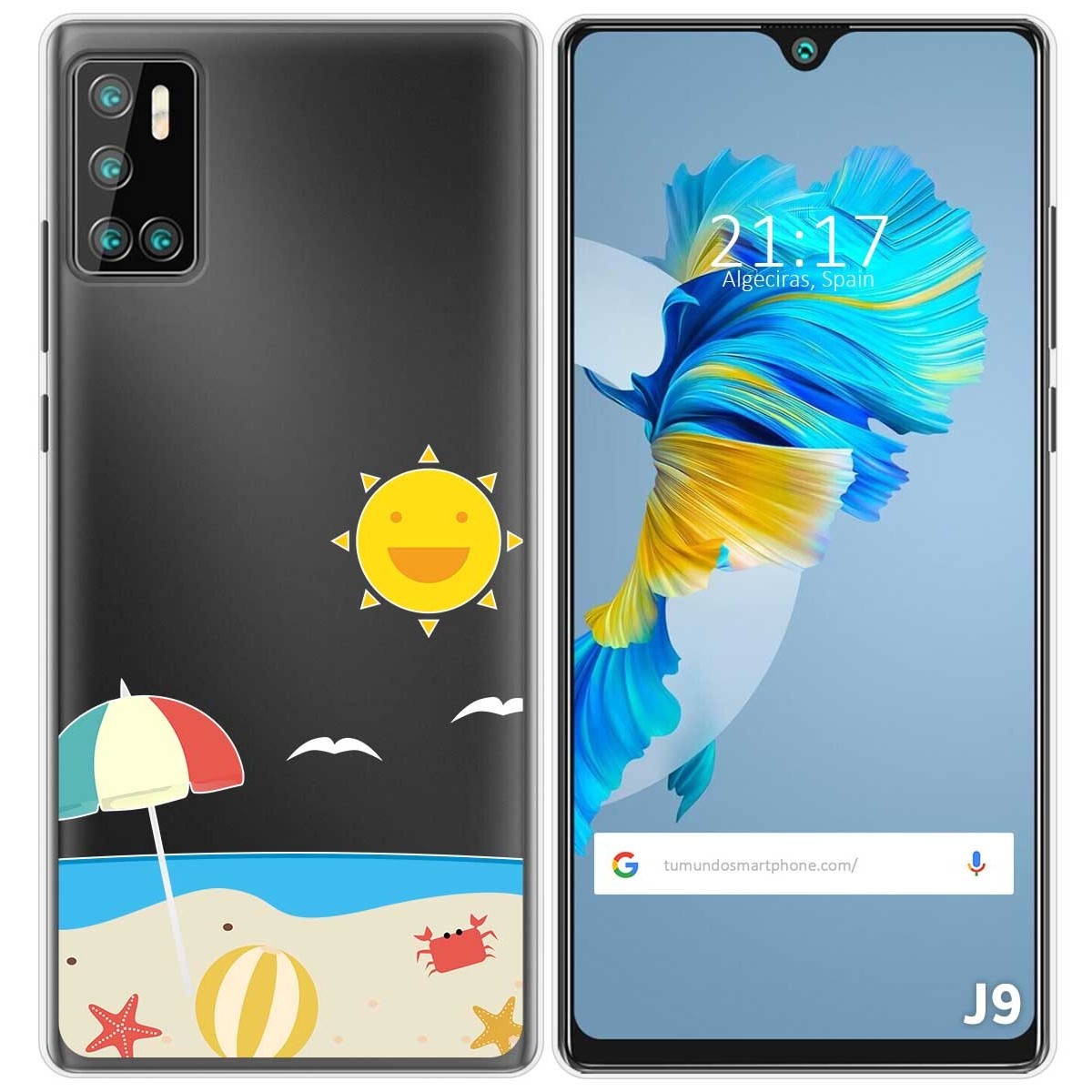 Funda Gel Transparente para Cubot J9 diseño Playa Dibujos