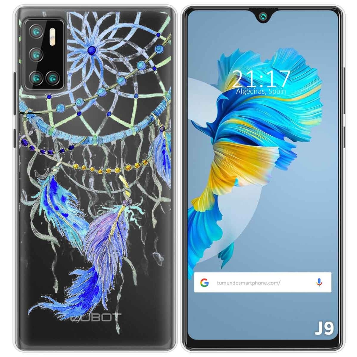 Funda Gel Transparente para Cubot J9 diseño Plumas Dibujos