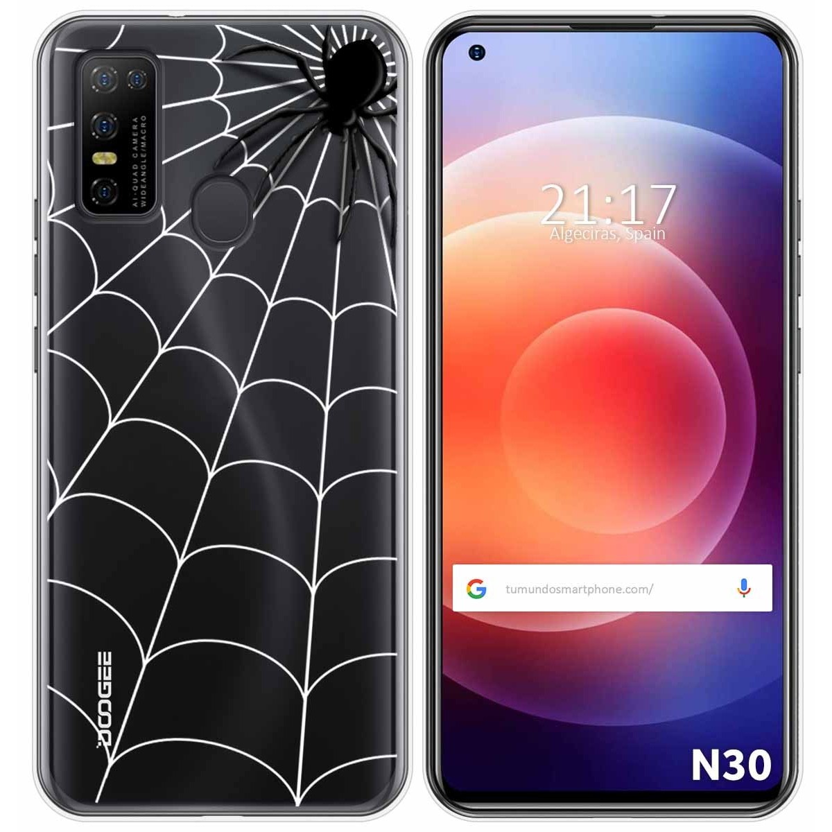 Funda Gel Transparente para Doogee N30 diseño Araña Dibujos