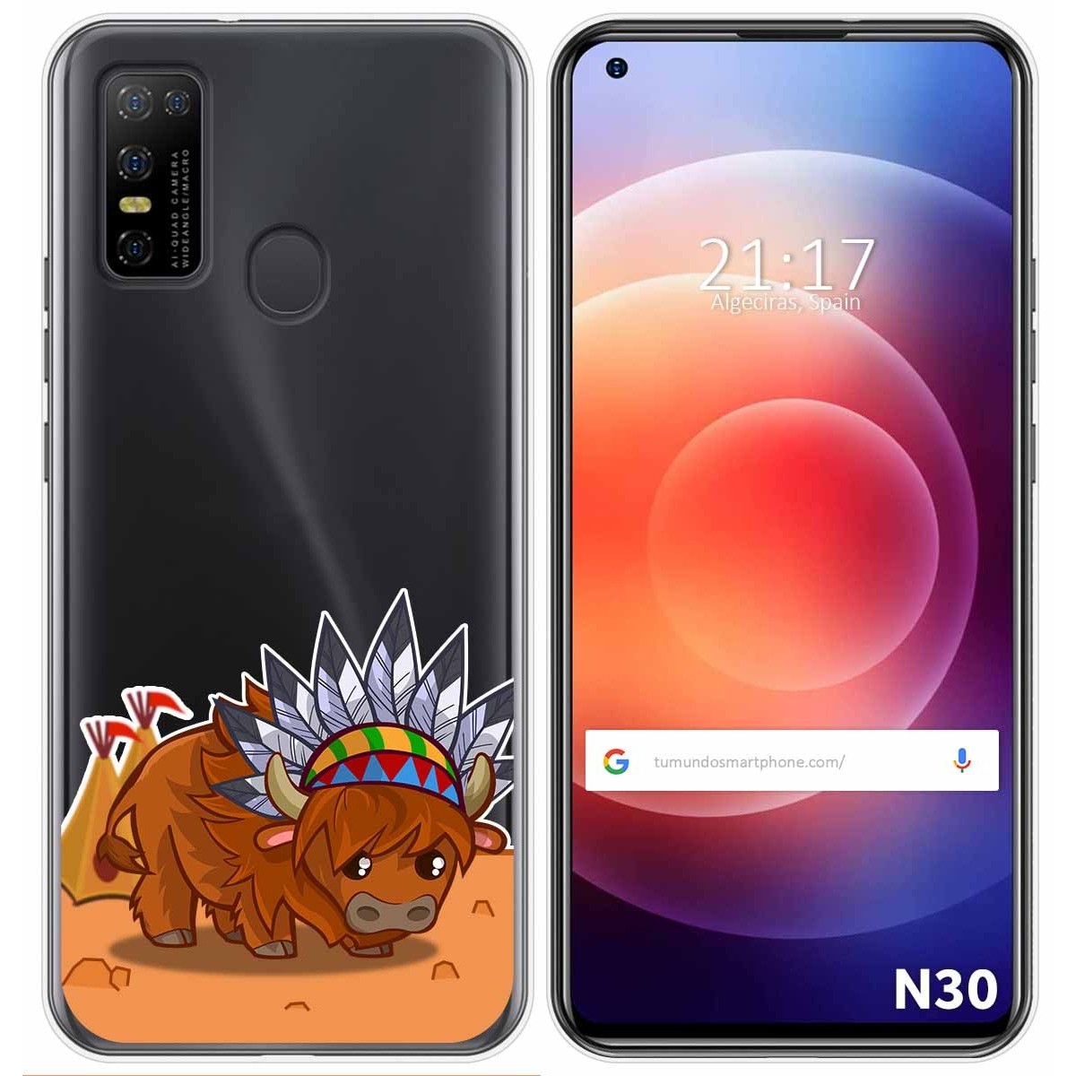 Funda Gel Transparente para Doogee N30 diseño Bufalo Dibujos