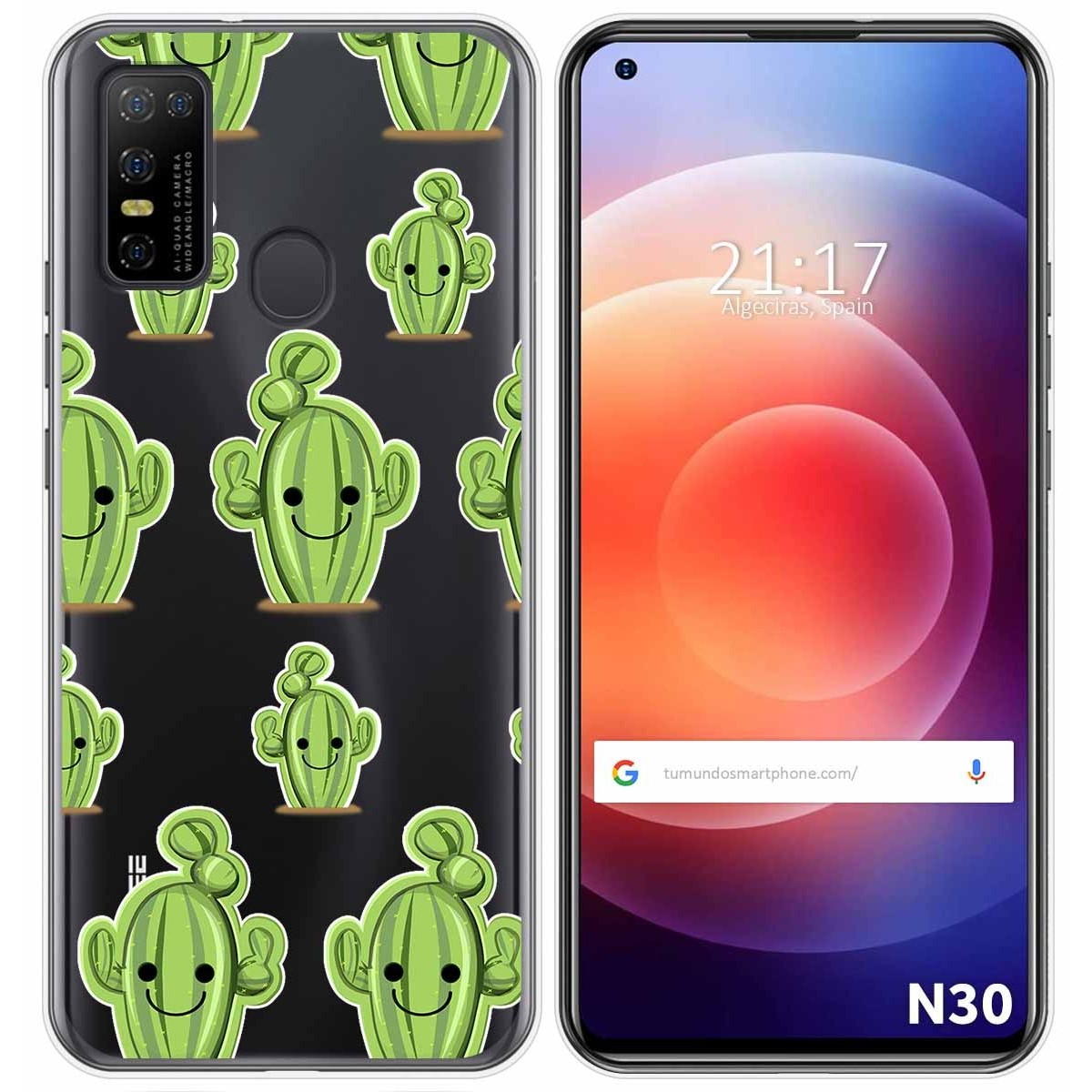 Funda Gel Transparente para Doogee N30 diseño Cactus Dibujos
