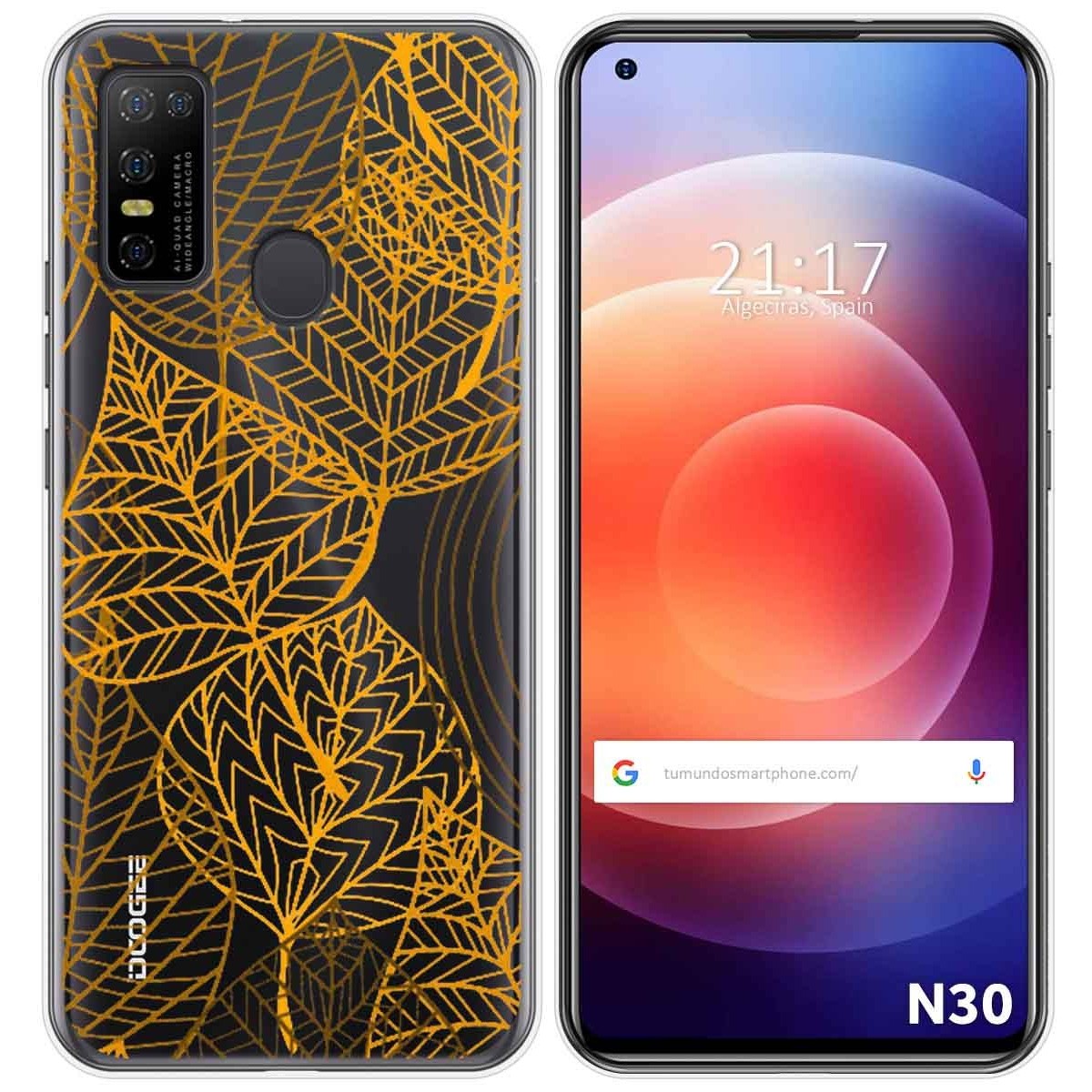 Funda Gel Transparente para Doogee N30 diseño Hojas Dibujos