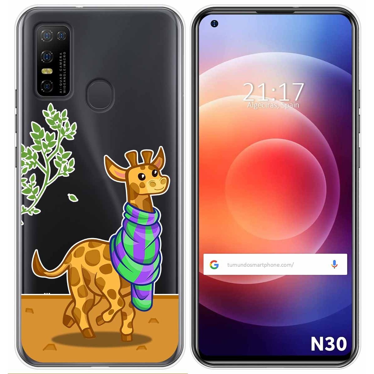 Funda Gel Transparente para Doogee N30 diseño Jirafa Dibujos