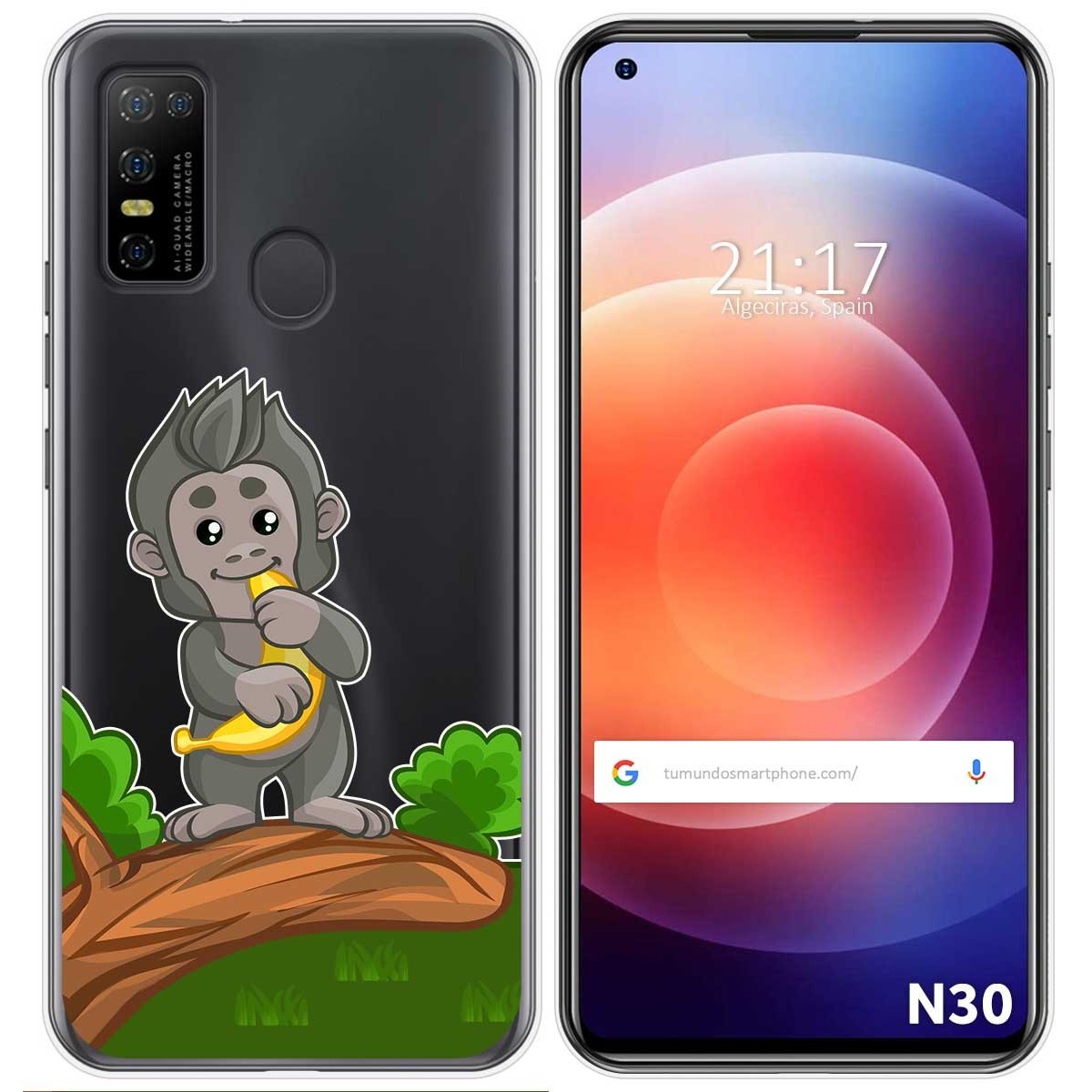 Funda Gel Transparente para Doogee N30 diseño Mono Dibujos