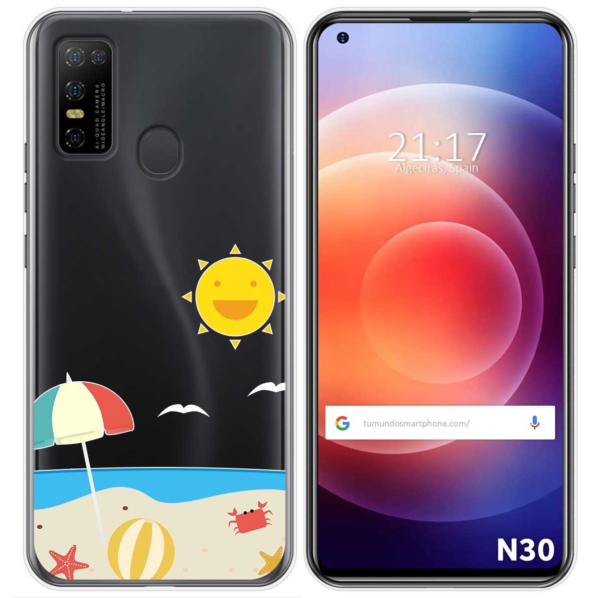 Funda Gel Transparente para Doogee N30 diseño Playa Dibujos