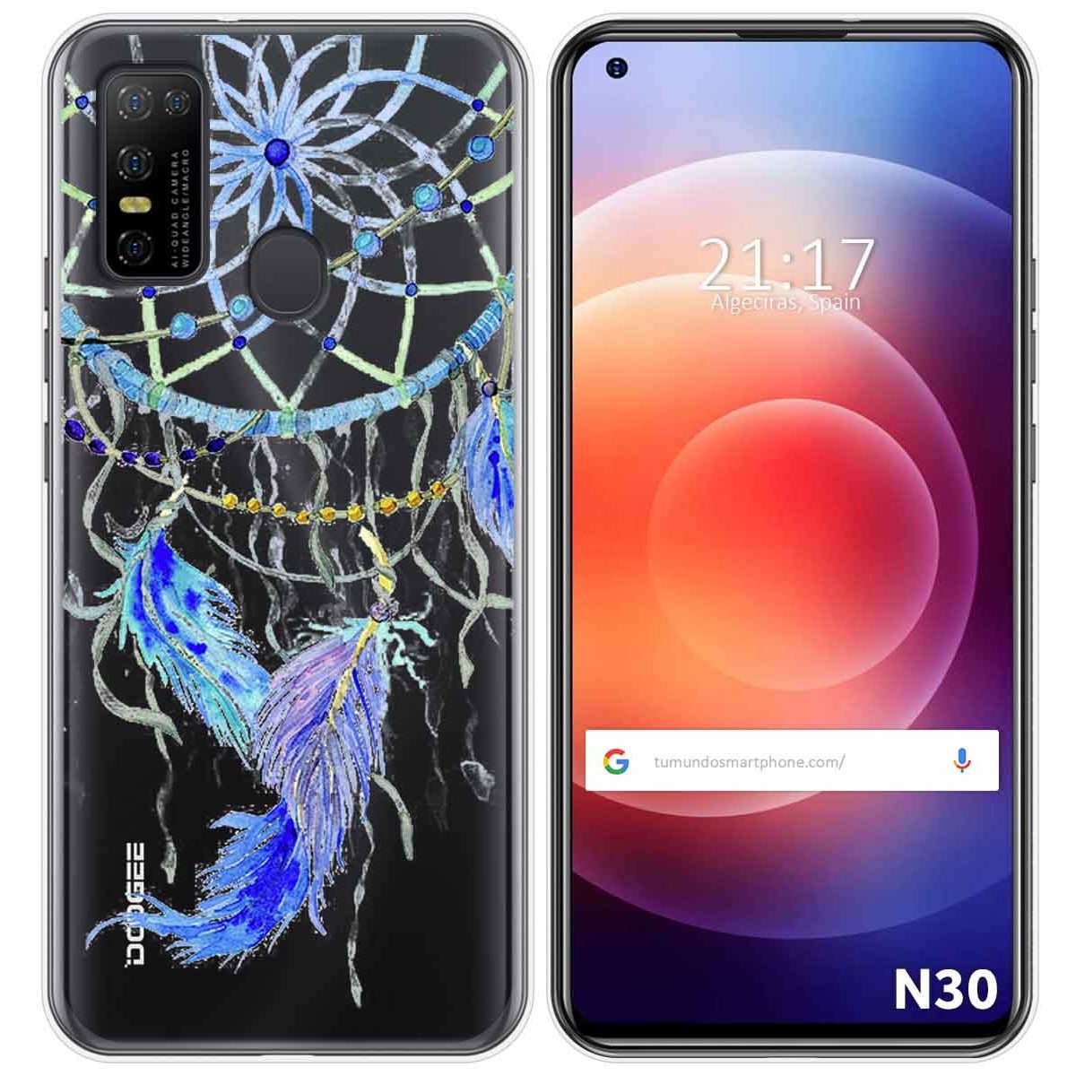 Funda Gel Transparente para Doogee N30 diseño Plumas Dibujos