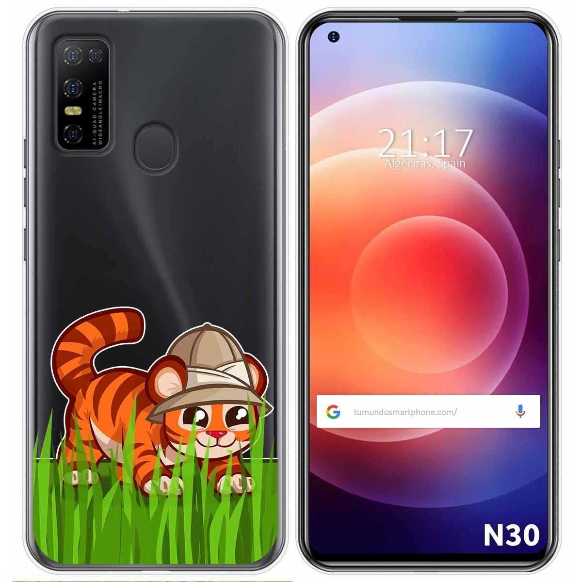 Funda Gel Transparente para Doogee N30 diseño Tigre Dibujos