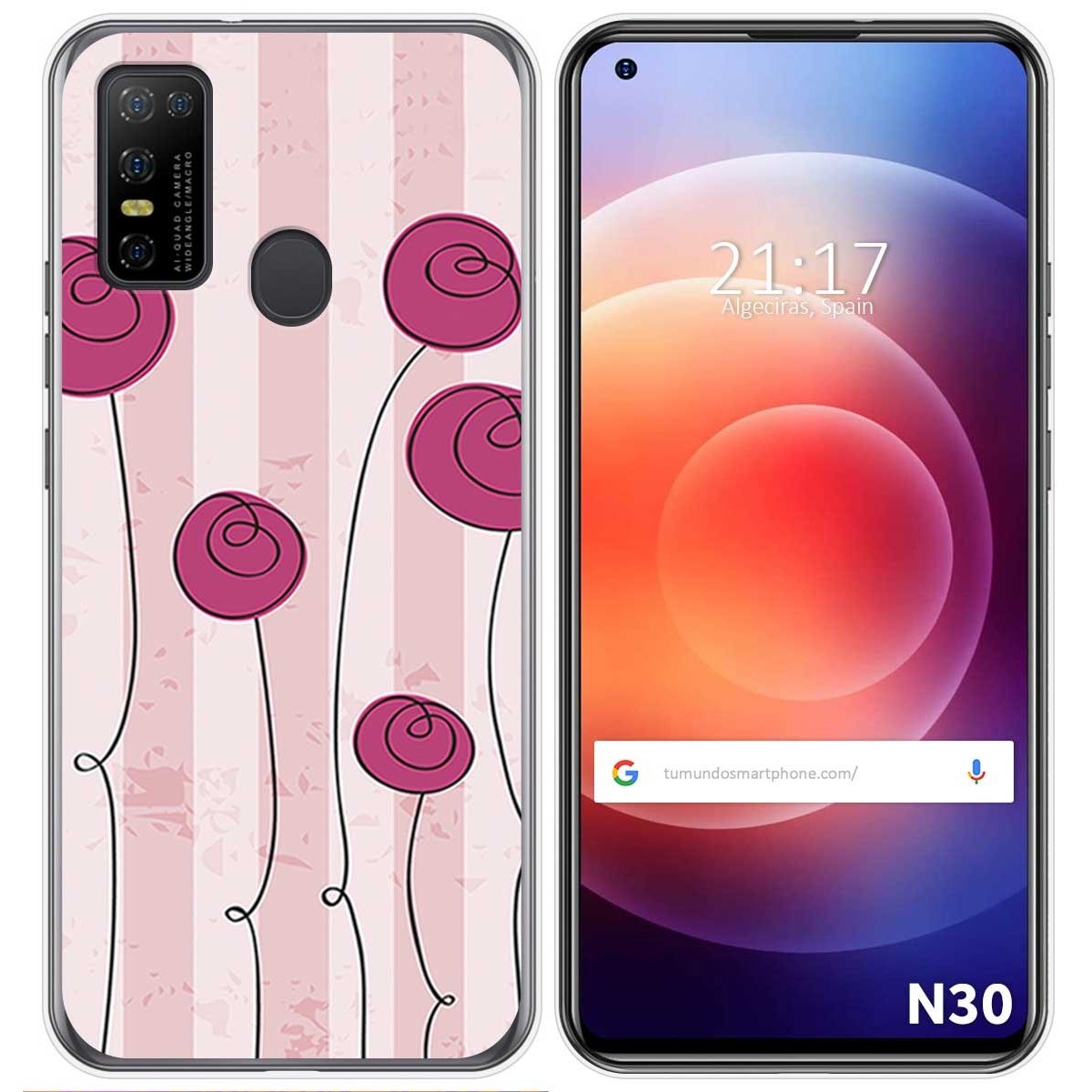 Funda Gel Tpu para Doogee N30 diseño Flores Vintage Dibujos