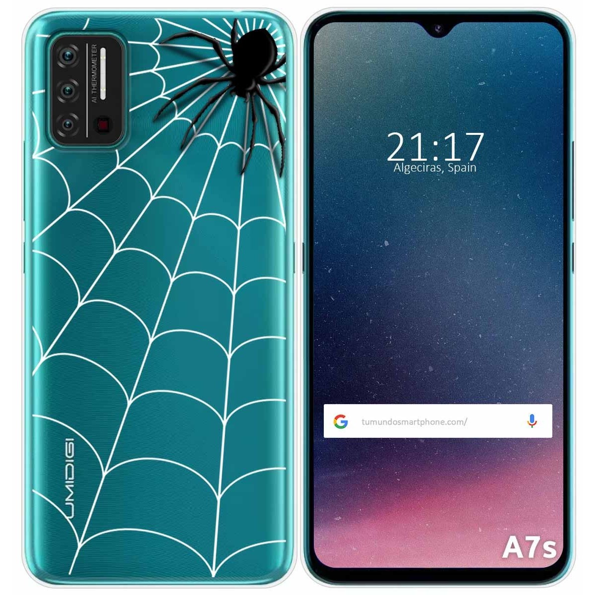 Funda Gel Transparente para Umidigi A7S diseño Araña Dibujos
