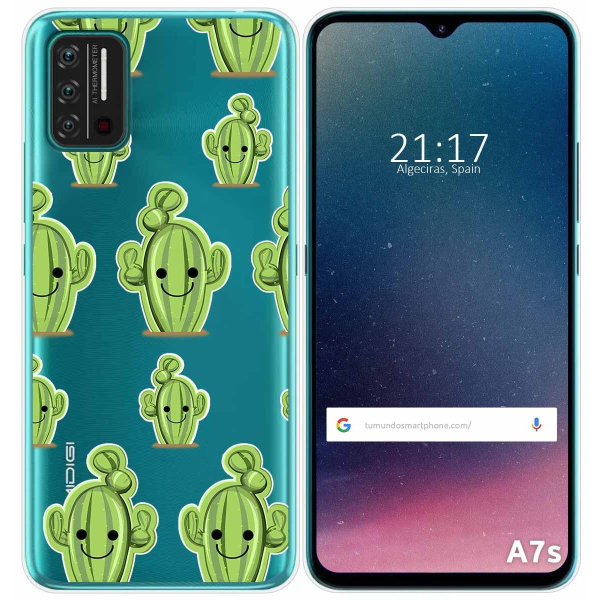 Funda Gel Transparente para Umidigi A7S diseño Cactus Dibujos