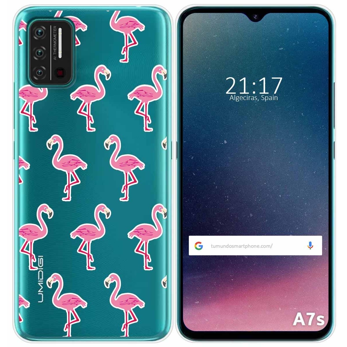 Funda Gel Transparente para Umidigi A7S diseño Flamenco Dibujos