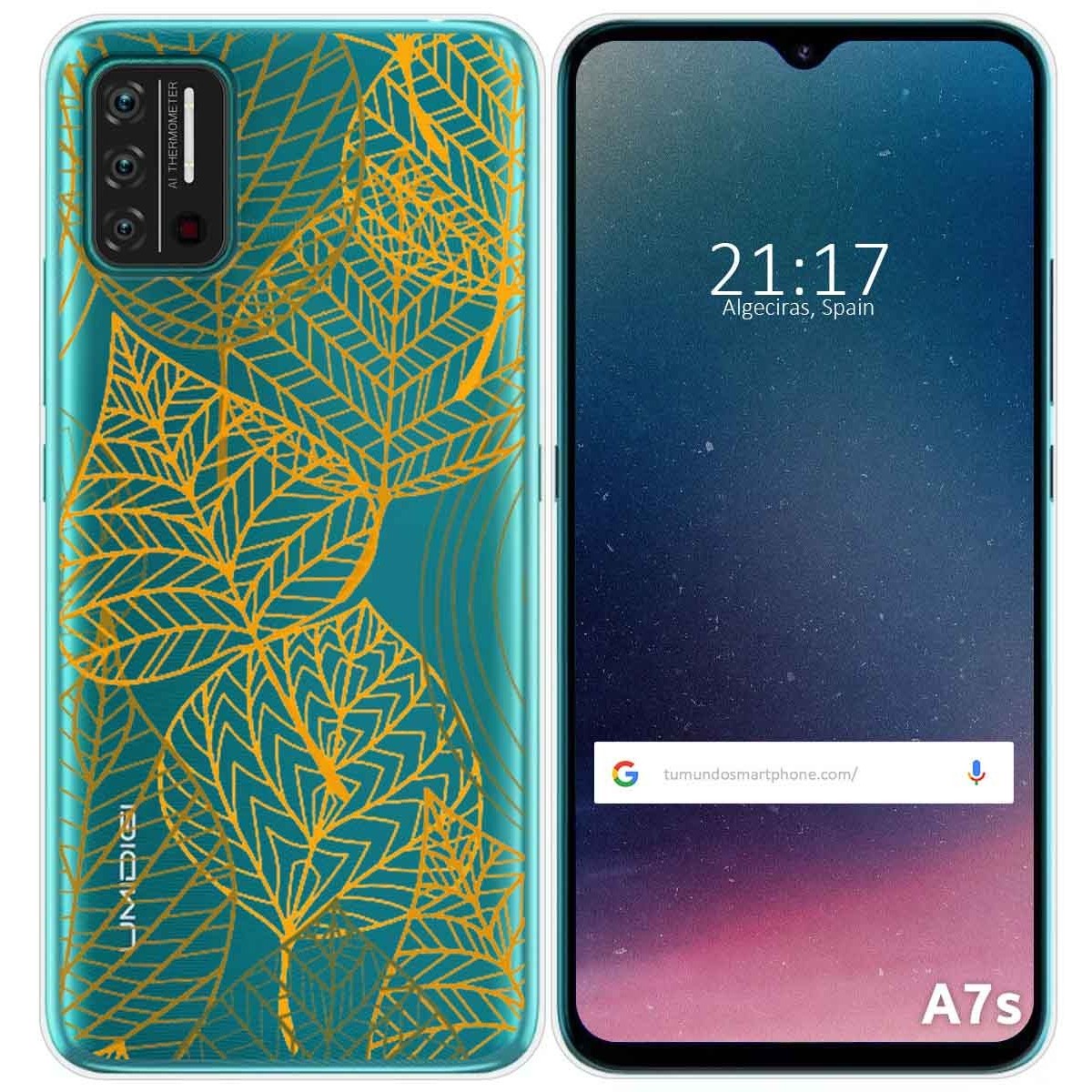 Funda Gel Transparente para Umidigi A7S diseño Hojas Dibujos
