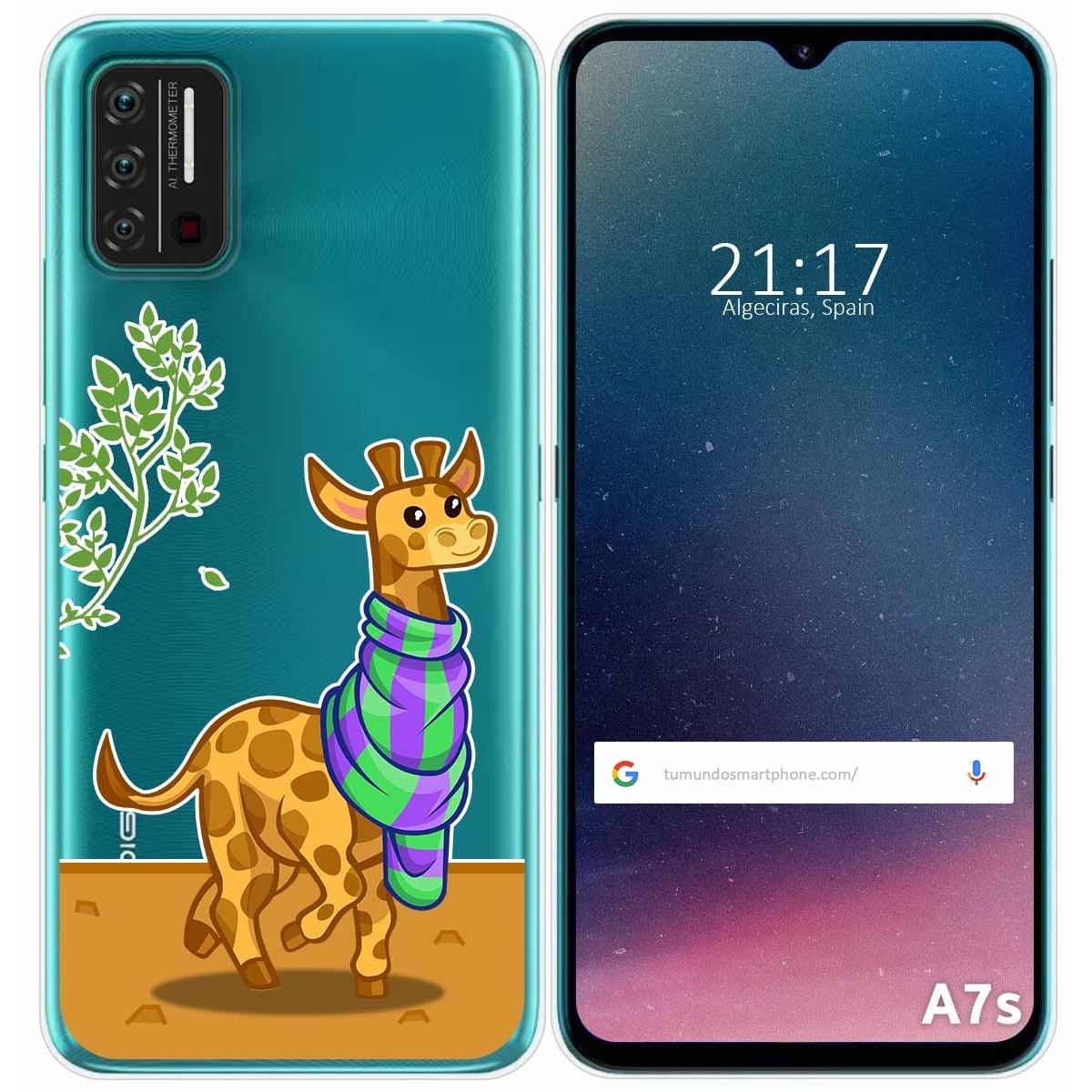 Funda Gel Transparente para Umidigi A7S diseño Jirafa Dibujos