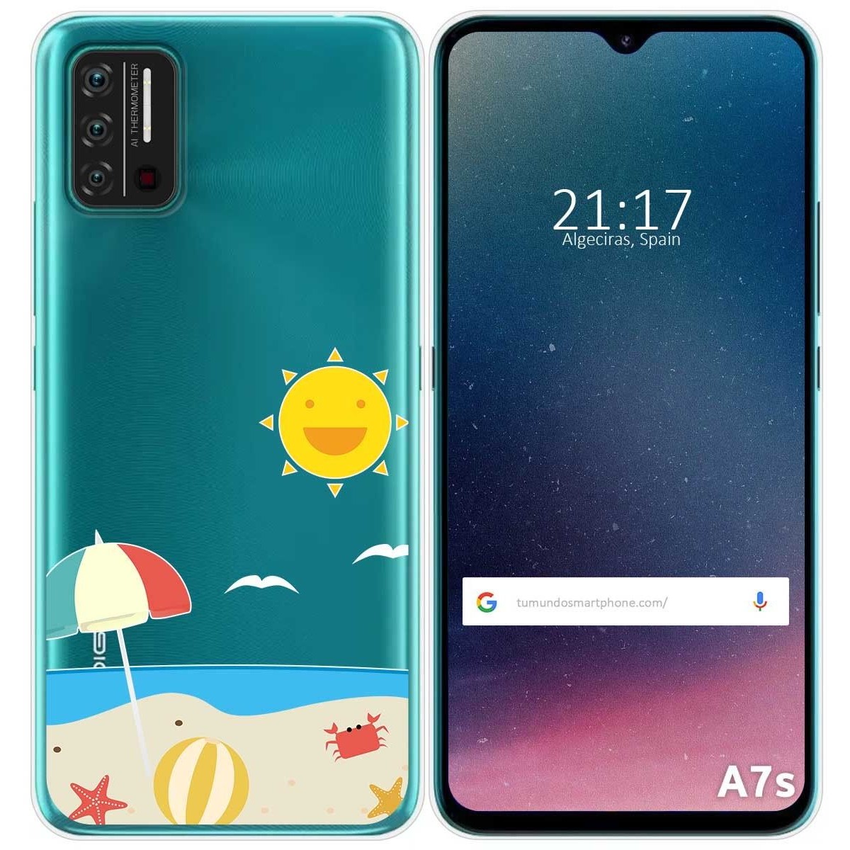 Funda Gel Transparente para Umidigi A7S diseño Playa Dibujos