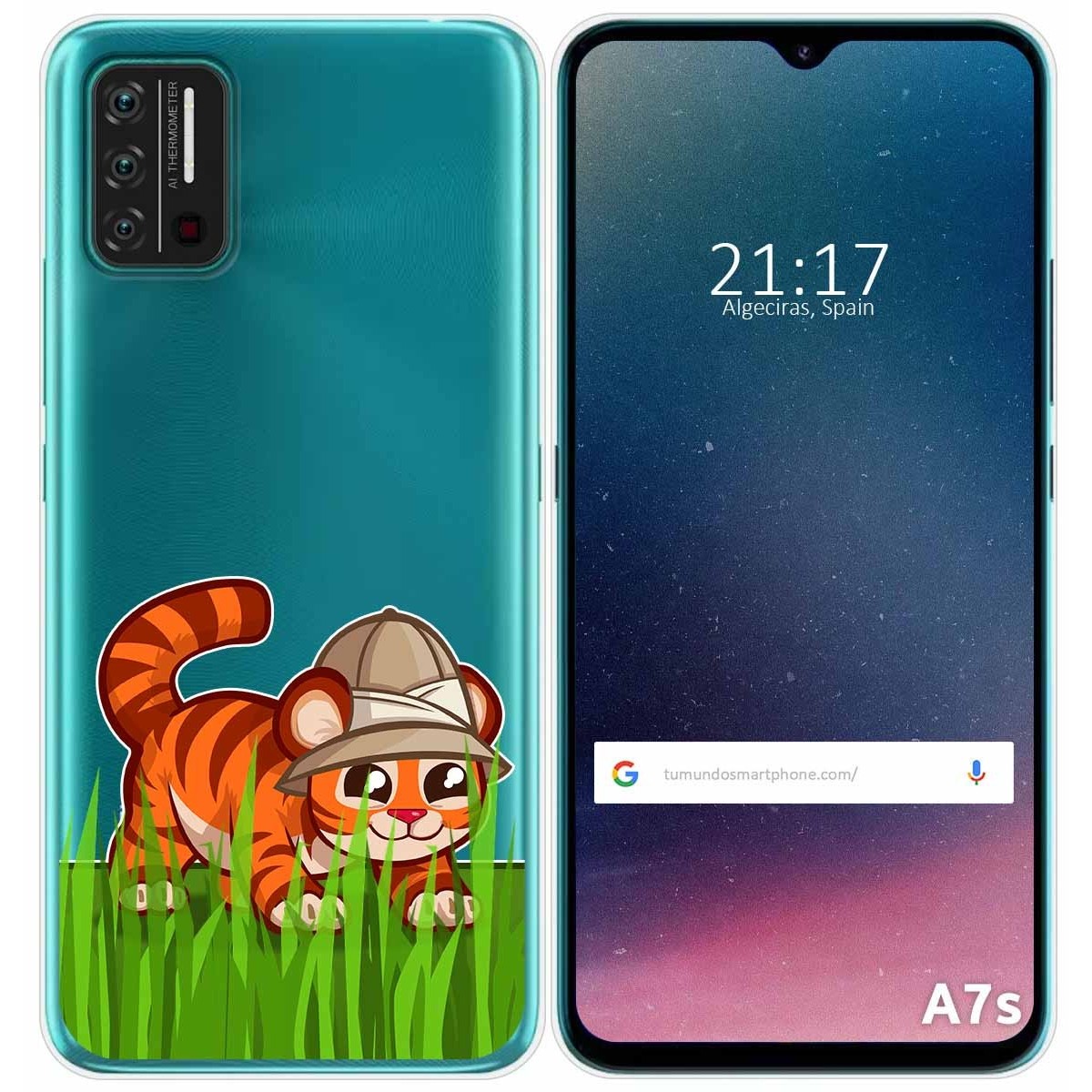 Funda Gel Transparente para Umidigi A7S diseño Tigre Dibujos