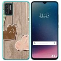Funda Gel Tpu para Umidigi A7S diseño Corazones Madera Dibujos