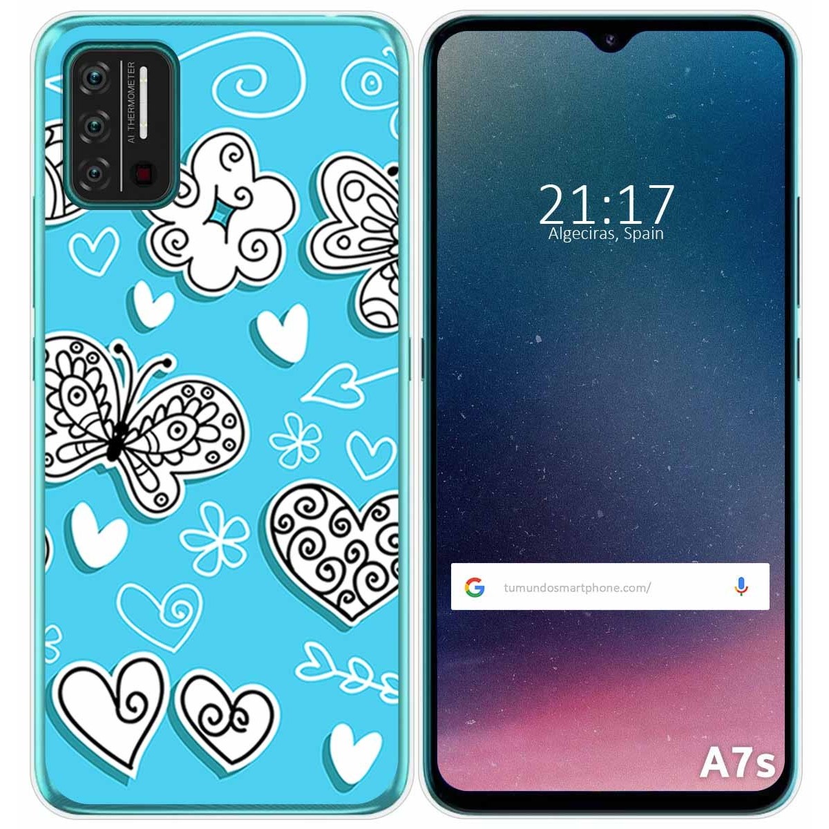 Funda Gel Tpu para Umidigi A7S diseño Mariposas Dibujos