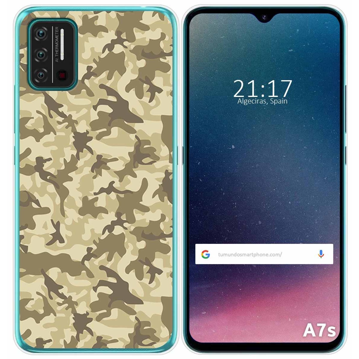 Funda Gel Tpu para Umidigi A7S diseño Sand Camuflaje Dibujos