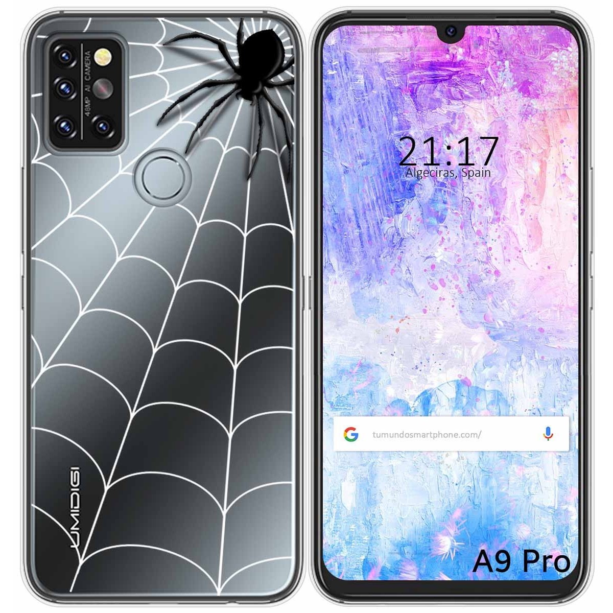 Funda Gel Transparente para Umidigi A9 Pro diseño Araña Dibujos