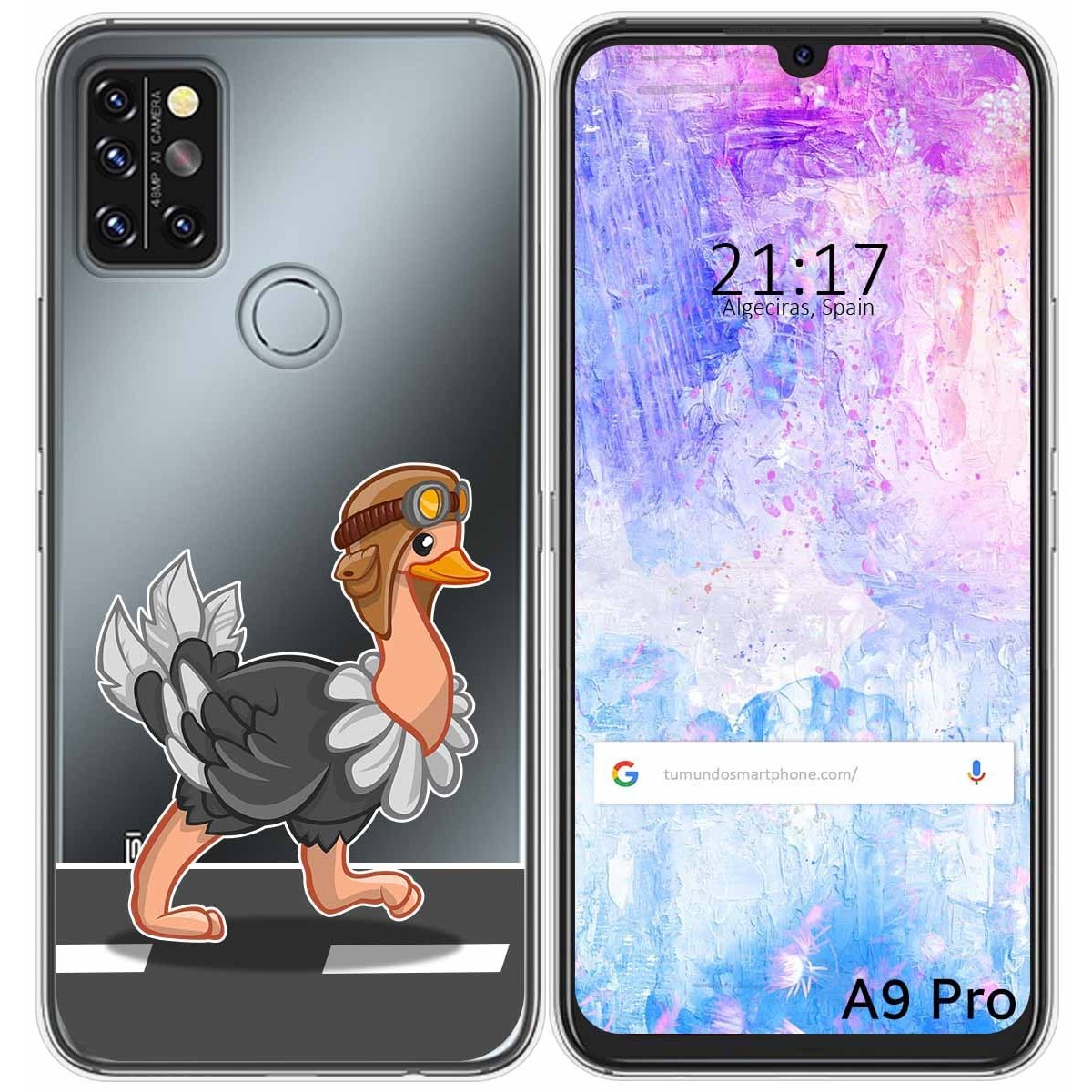 Funda Gel Transparente para Umidigi A9 Pro diseño Avestruz Dibujos
