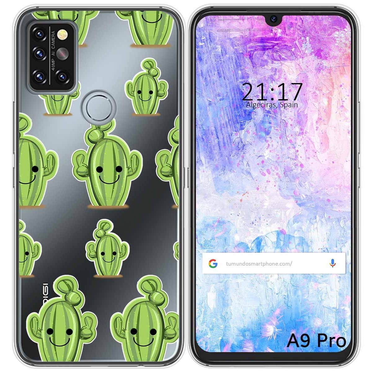 Funda Gel Transparente para Umidigi A9 Pro diseño Cactus Dibujos