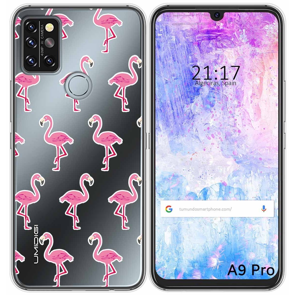 Funda Gel Transparente para Umidigi A9 Pro diseño Flamenco Dibujos