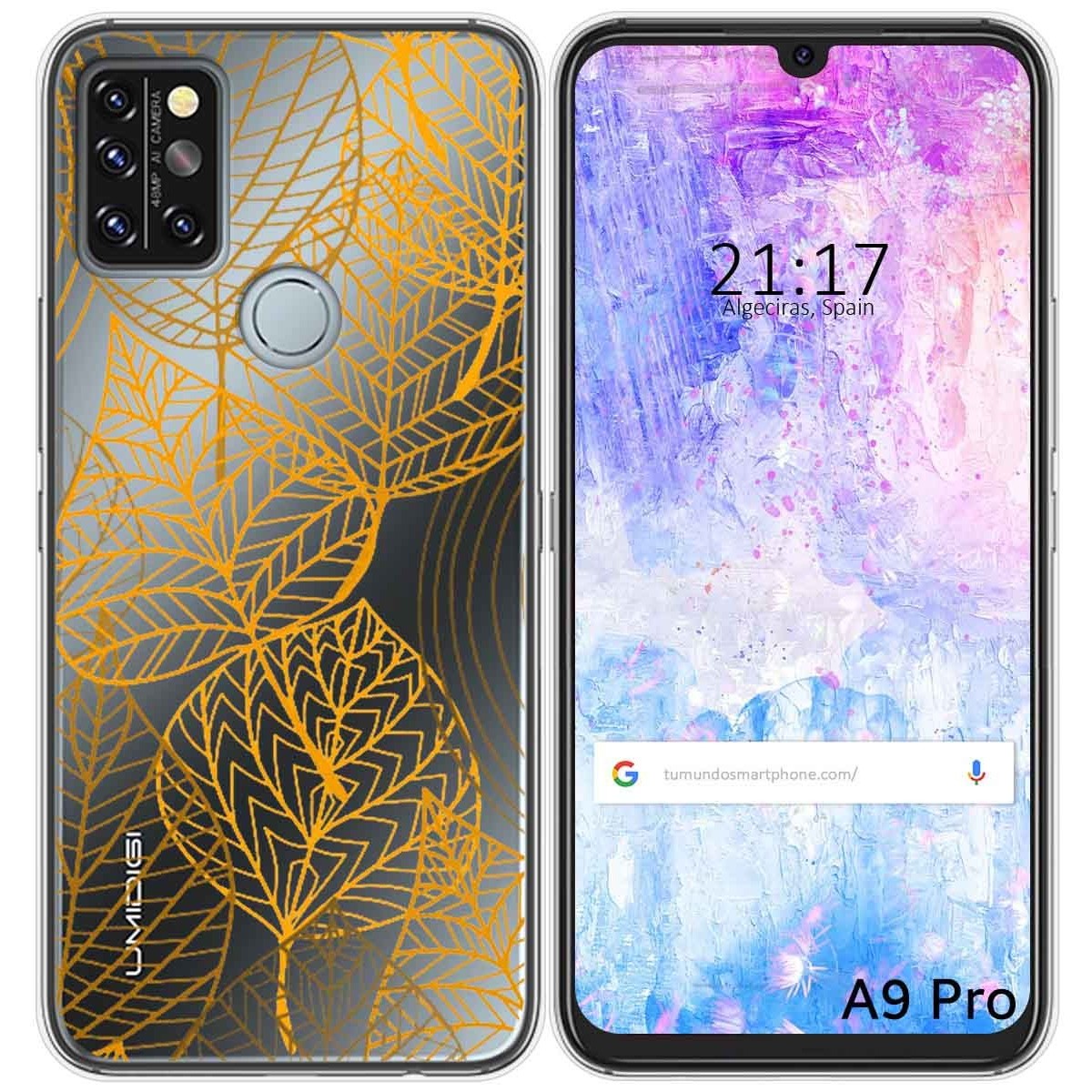 Funda Gel Transparente para Umidigi A9 Pro diseño Hojas Dibujos