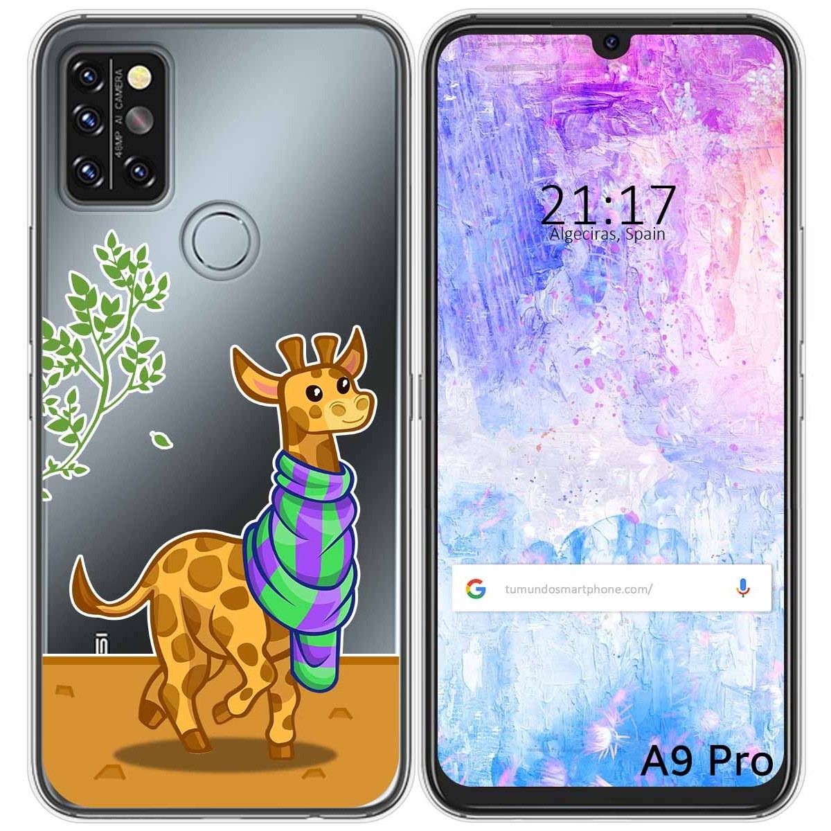 Funda Gel Transparente para Umidigi A9 Pro diseño Jirafa Dibujos