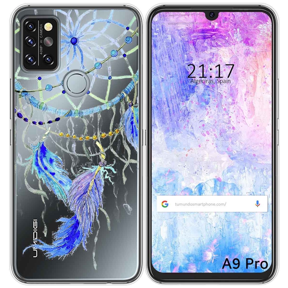 Funda Gel Transparente para Umidigi A9 Pro diseño Plumas Dibujos