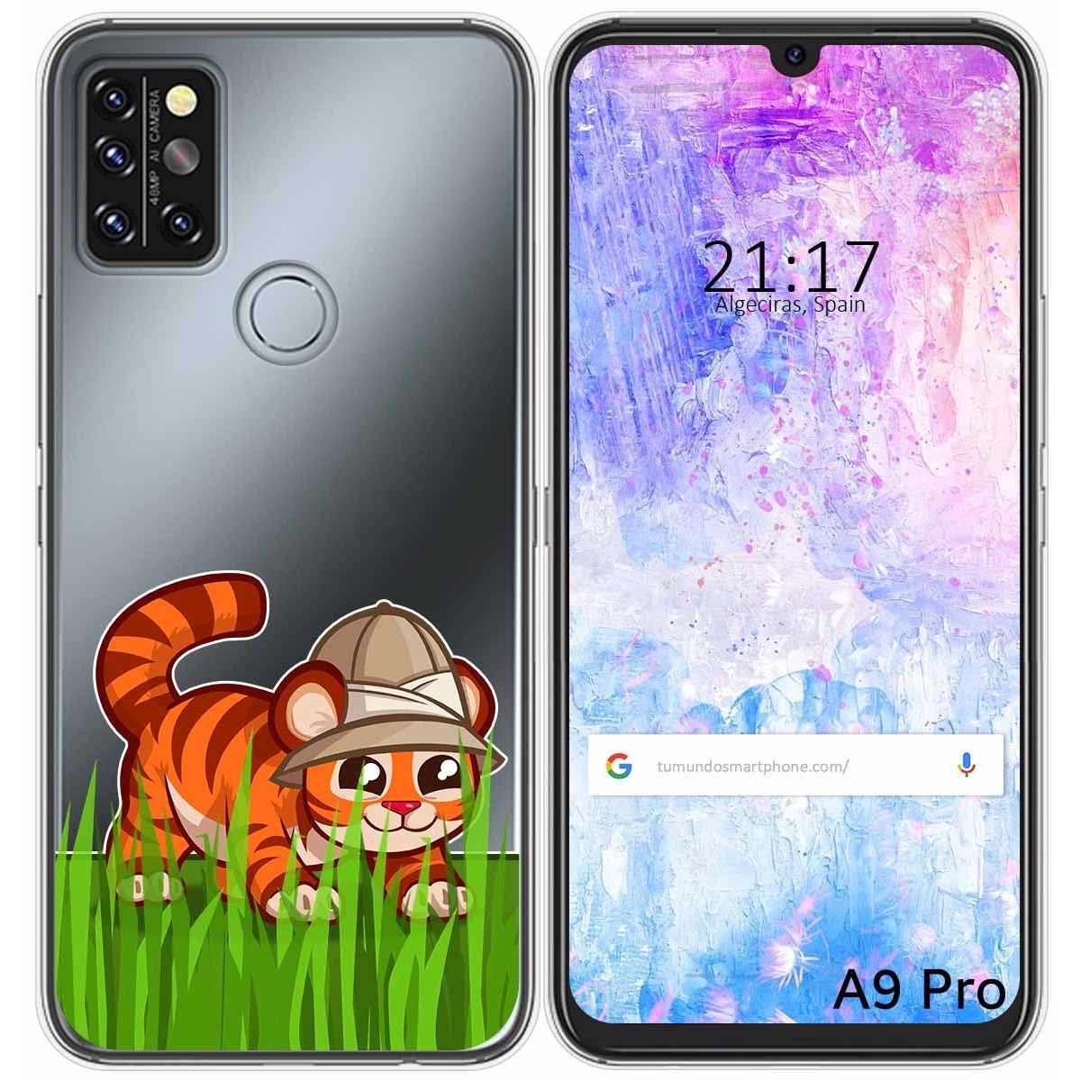 Funda Gel Transparente para Umidigi A9 Pro diseño Tigre Dibujos