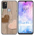 Funda Gel Tpu para Umidigi A9 Pro diseño Corazones Madera Dibujos