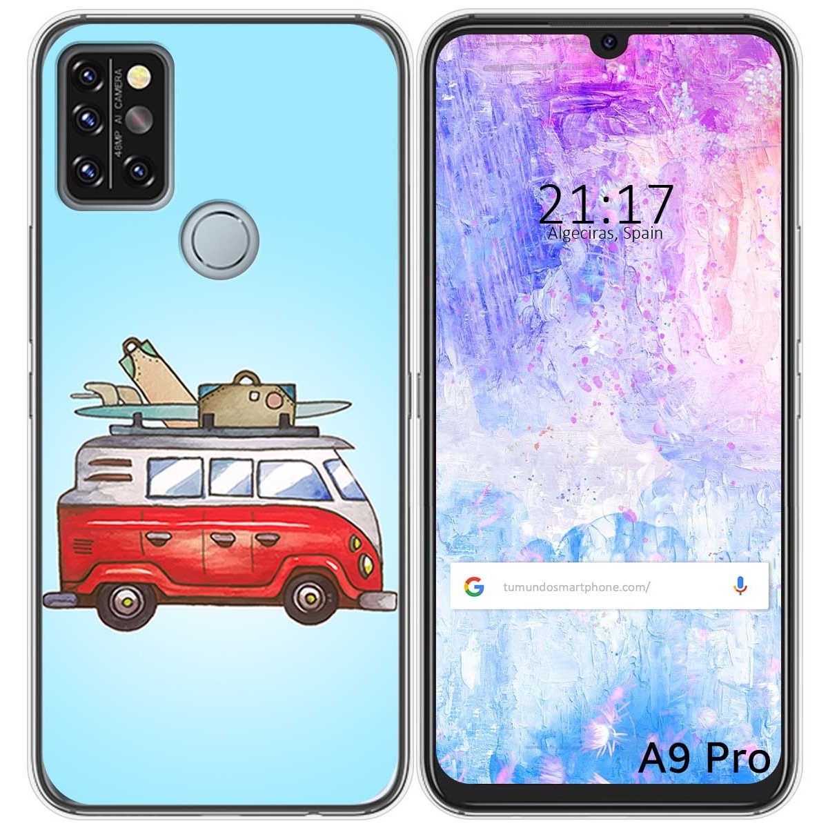 Funda Gel Tpu para Umidigi A9 Pro diseño Furgoneta Dibujos
