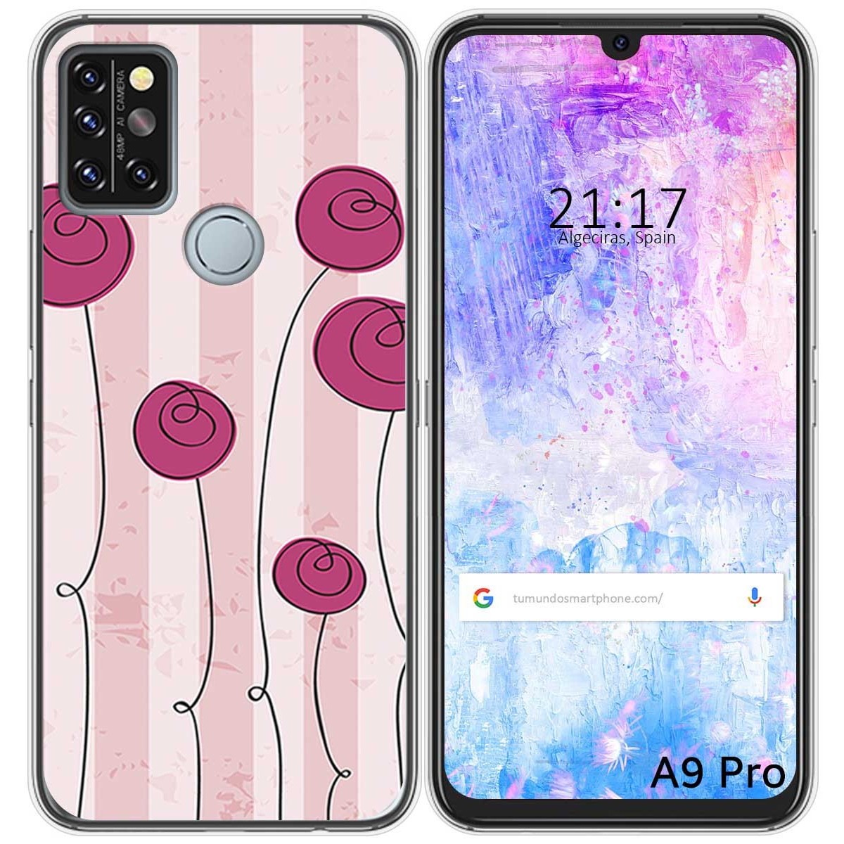 Funda Gel Tpu para Umidigi A9 Pro diseño Flores Vintage Dibujos