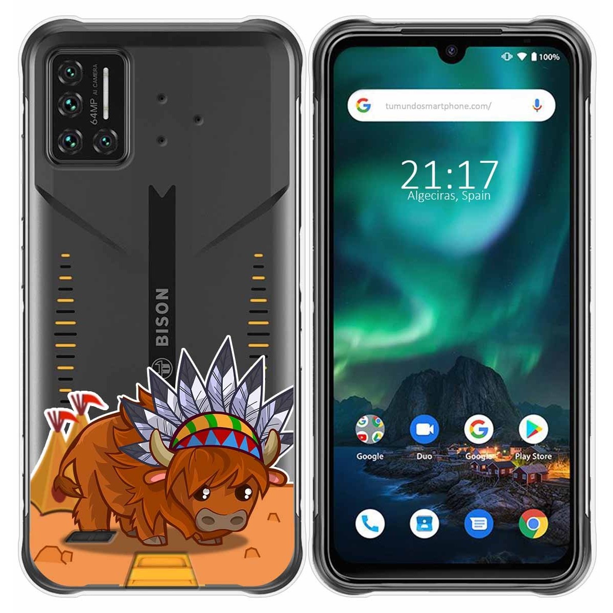 Funda Gel Transparente para Umidigi Bison diseño Bufalo Dibujos