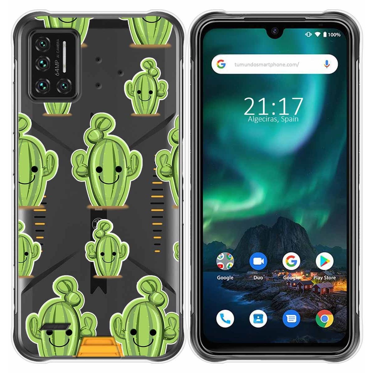Funda Gel Transparente para Umidigi Bison diseño Cactus Dibujos