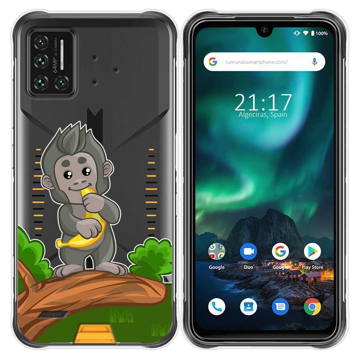 Funda Gel Transparente para Umidigi Bison diseño Mono Dibujos