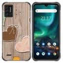 Funda Gel Tpu para Umidigi Bison diseño Corazones Madera Dibujos