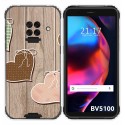 Funda Gel Tpu para Blackview BV5100 / BV5100 Pro diseño Corazones Madera Dibujos