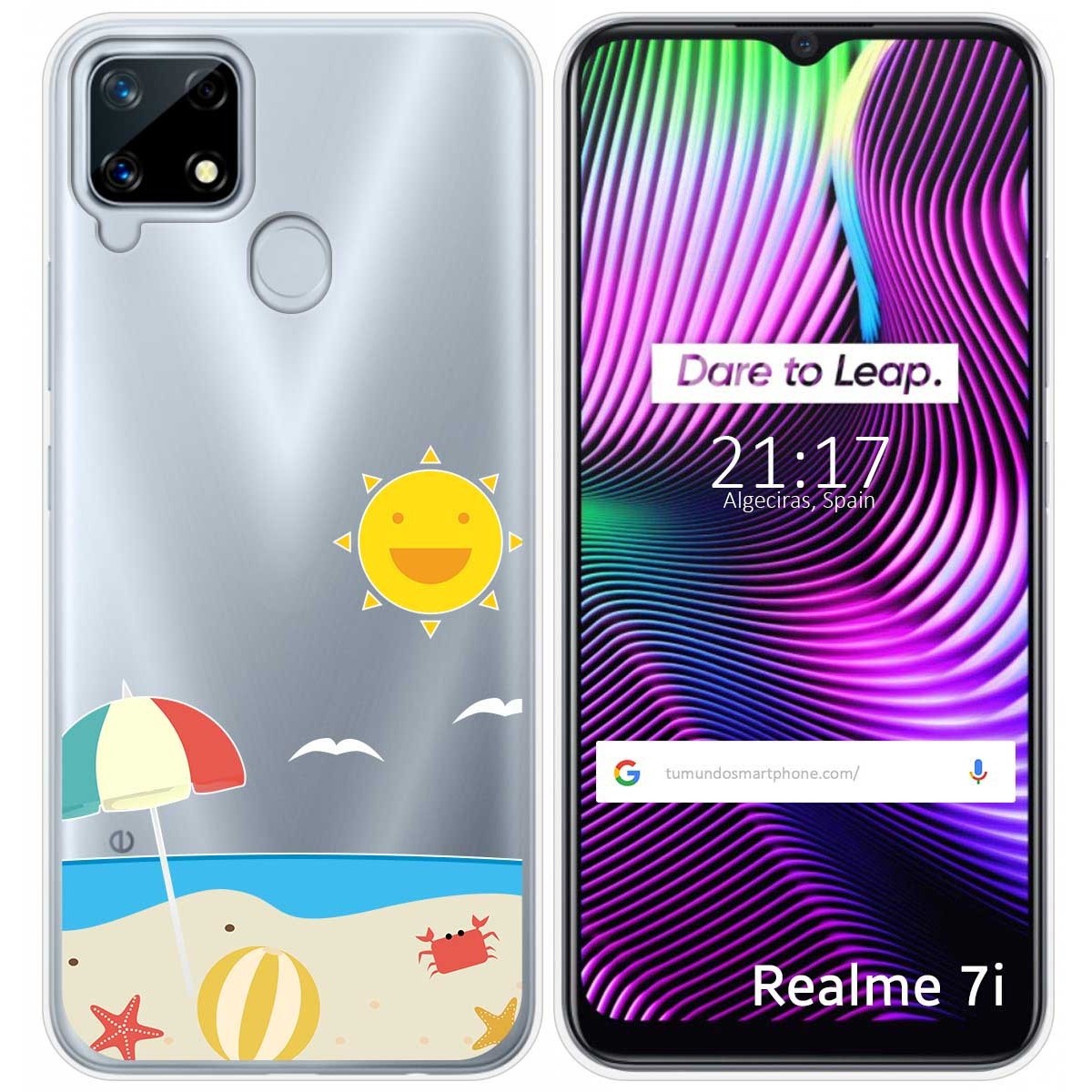 Funda Gel Transparente para Realme 7i / Narzo 30A diseño Playa Dibujos