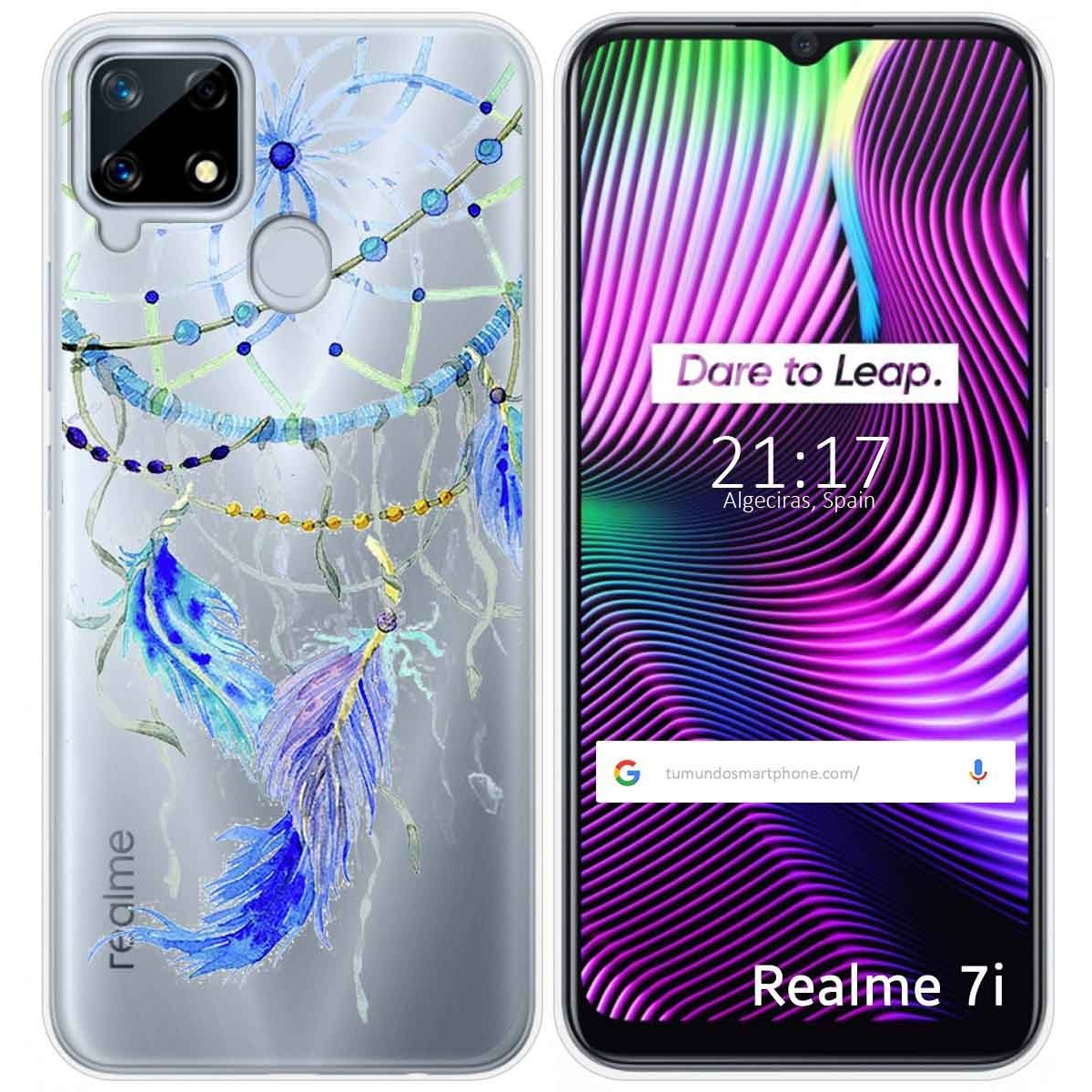 Funda Gel Transparente para Realme 7i / Narzo 30A diseño Plumas Dibujos